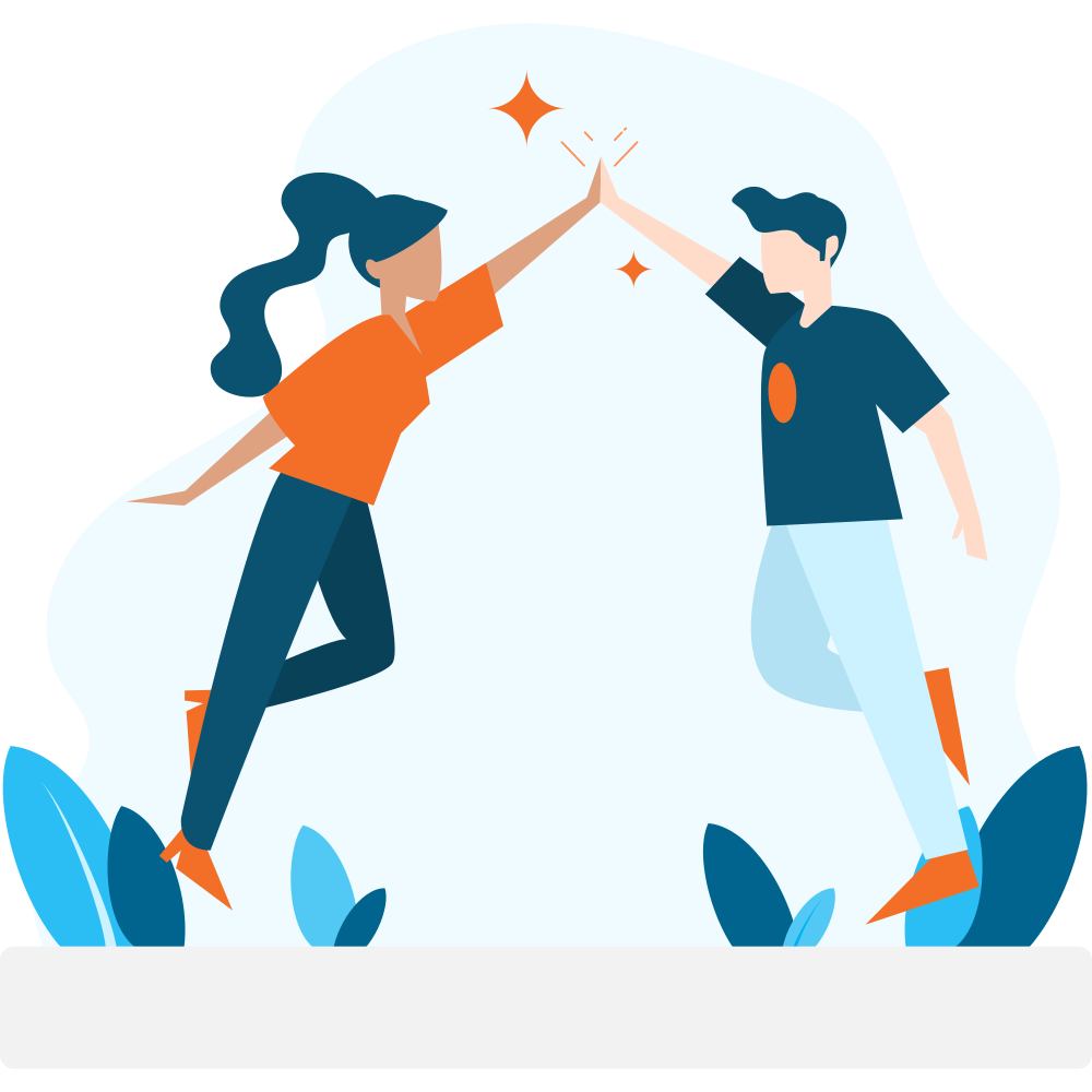 boy and girl giving high five to each other